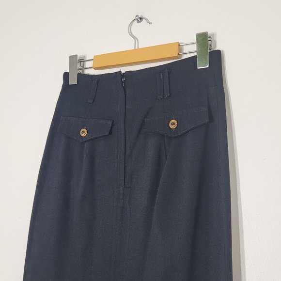 Les Belles Garconnes Vintage Classic Midi Skirt Black Casual Zip Womens Lined - Picture 6 of 15